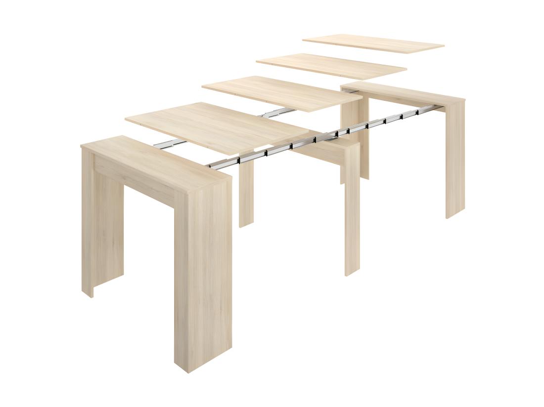 Vente Unique Console Table Extensible 10 Couverts - 4 Rallonges - Naturel Clair - ONEGA