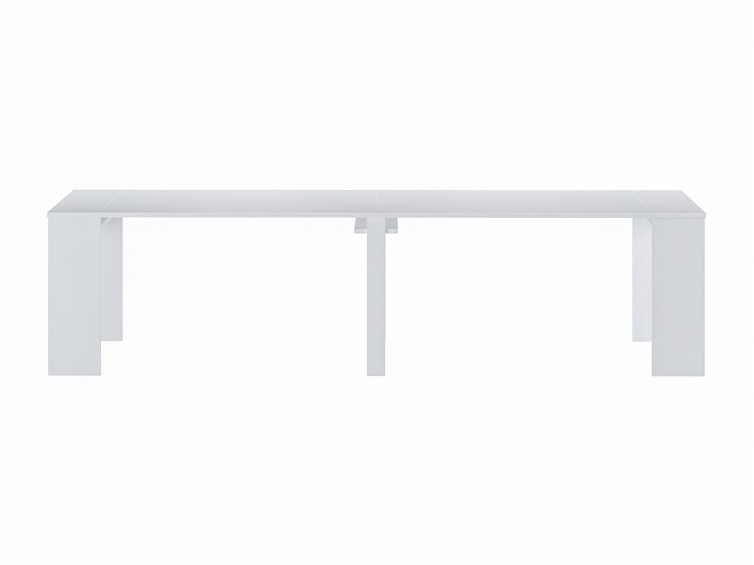Vente Unique Console Table Extensible 12 Couverts - 6 Rallonges - Blanc - ONEGA