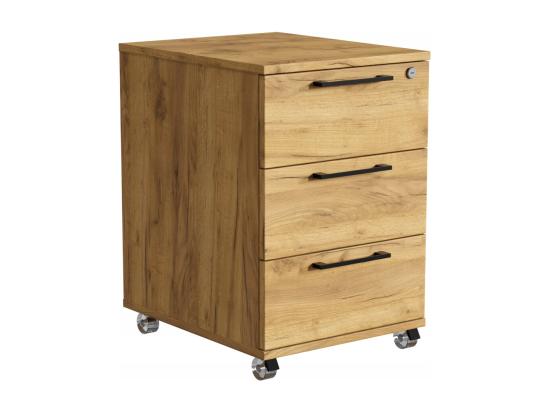 Vente Unique Conteneur De Bureau Mobile En Chêne Doré Avec Tiroirs Sur Roulettes