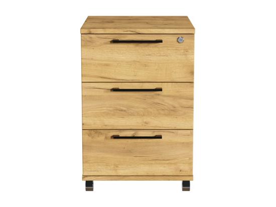 Vente Unique Conteneur De Bureau Mobile En Chêne Doré Avec Tiroirs Sur Roulettes