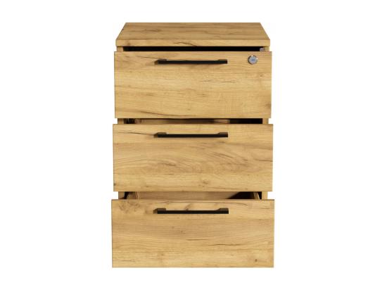 Vente Unique Conteneur De Bureau Mobile En Chêne Doré Avec Tiroirs Sur Roulettes