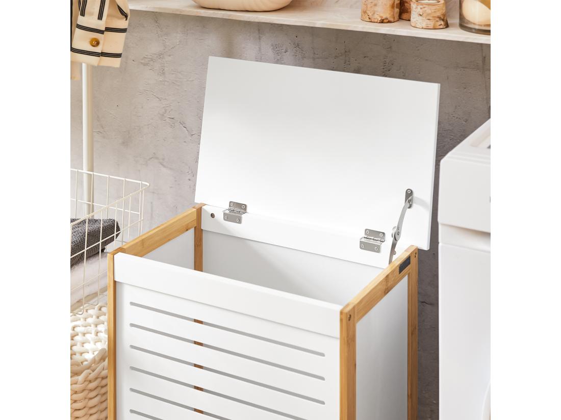 Vente Unique Corbeille À Linge Coffre À Linge Meuble À Linge Porte Vêtement Salle De Bain Fss66-wn