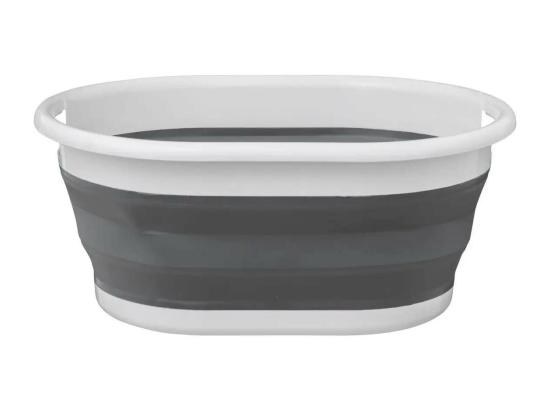 Vente Unique Corbeille à Linge "Rétractable" 21L Blanc & Gris