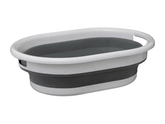 Vente Unique Corbeille à Linge "Rétractable" 21L Blanc & Gris