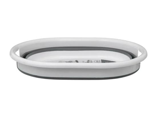 Vente Unique Corbeille à Linge "Rétractable" 21L Blanc & Gris