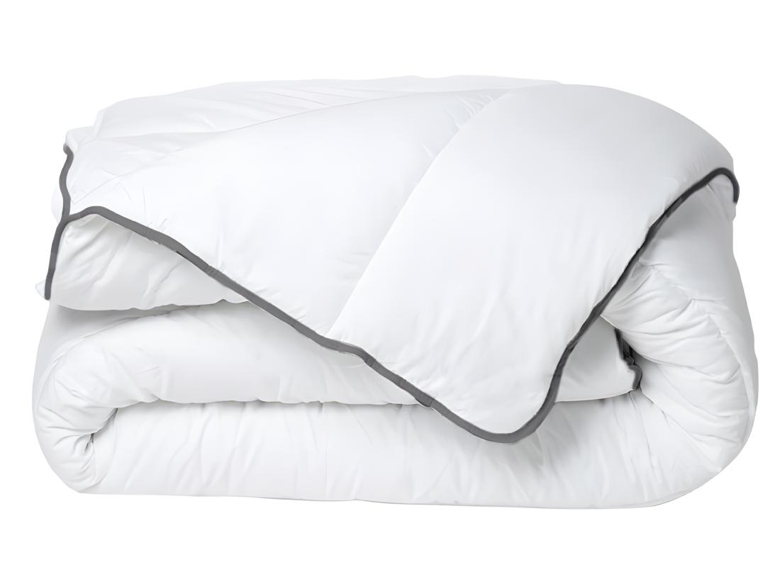 vente unique Couette Câline toucher soie 140 x 200 cm - 250 g/m² - Blanc biais gris - BIESYA