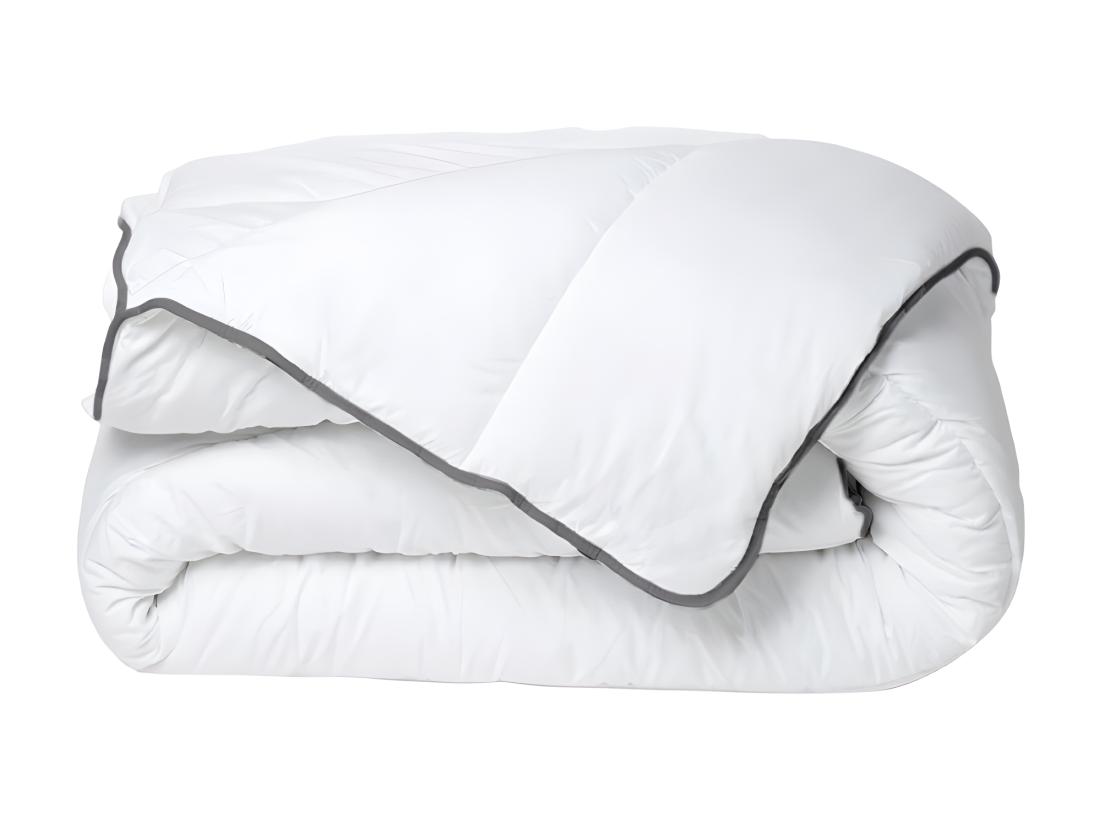 vente unique Couette Câline toucher soie 220 x 240 cm - 250 g/m² - Blanc biais gris- BIESYA