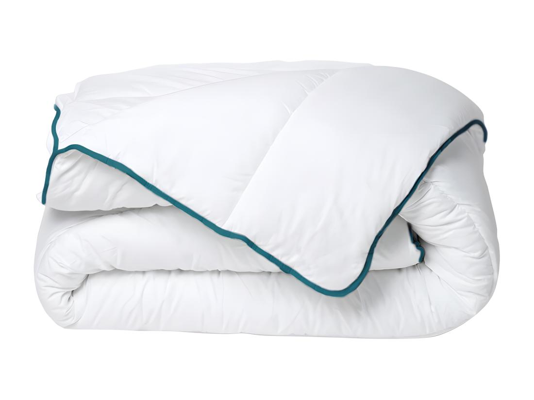 vente unique Couette chaude recyclée de DREAMEA en microfibre - 240 x 260 cm - 350 gr/ m² - Biais bleu - ROSA