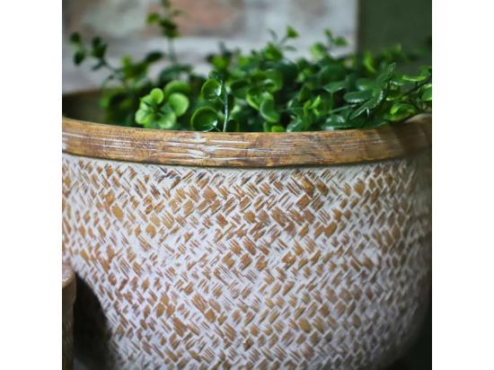 Vente Unique Coupe "Tressage" Béton Marron Ø.15 X 9 Cm