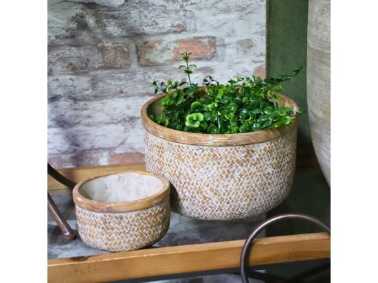 Vente Unique Coupe "Tressage" Béton Marron Ø.27 X 17.5 Cm