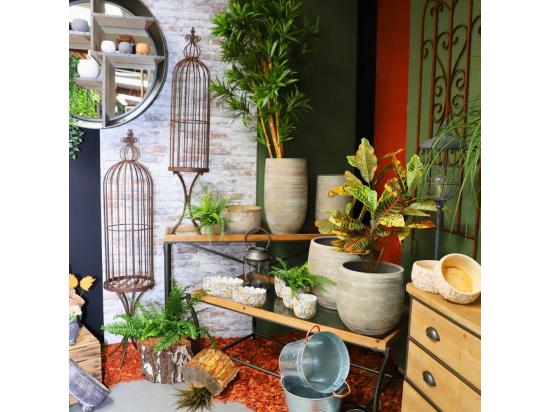 Vente Unique Coupe "Tressage" Béton Marron Ø.27 X 17.5 Cm