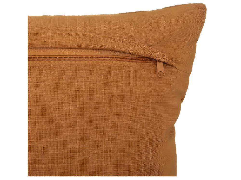 Vente Unique Coussin Décoratif Déhoussable En Coton Motifs Brodés Ocre 45 X 45 Cm