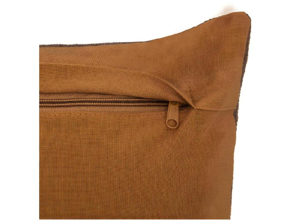 Vente Unique Coussin Décoratif Déhoussable En Coton Motifs Brodés Ocre 30 X 50 Cm