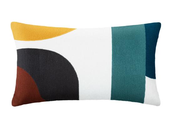 Vente Unique Coussin Décoratif Déhoussable En Coton Motifs Brodés Multicolore 30 X 50 Cm