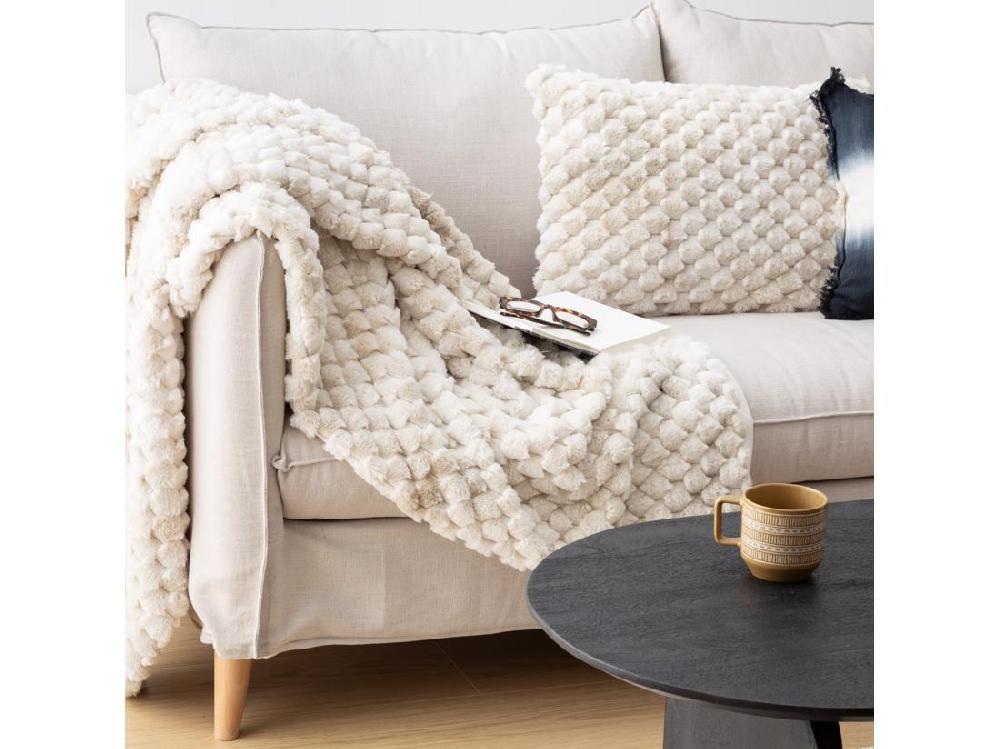 Vente Unique Coussin Décoratif Jacquard Fourrure Beige 38 X 58 Cm