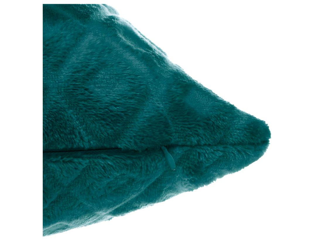 vente unique Coussin déhoussable Bleu Canard motif Losange en relief 40 x 40 cm