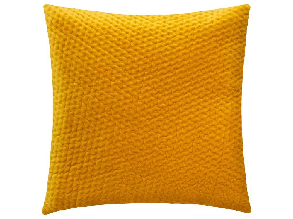 Vente Unique Coussin Déhoussable Ocre En Velours Embossé 40 X 40 Cm