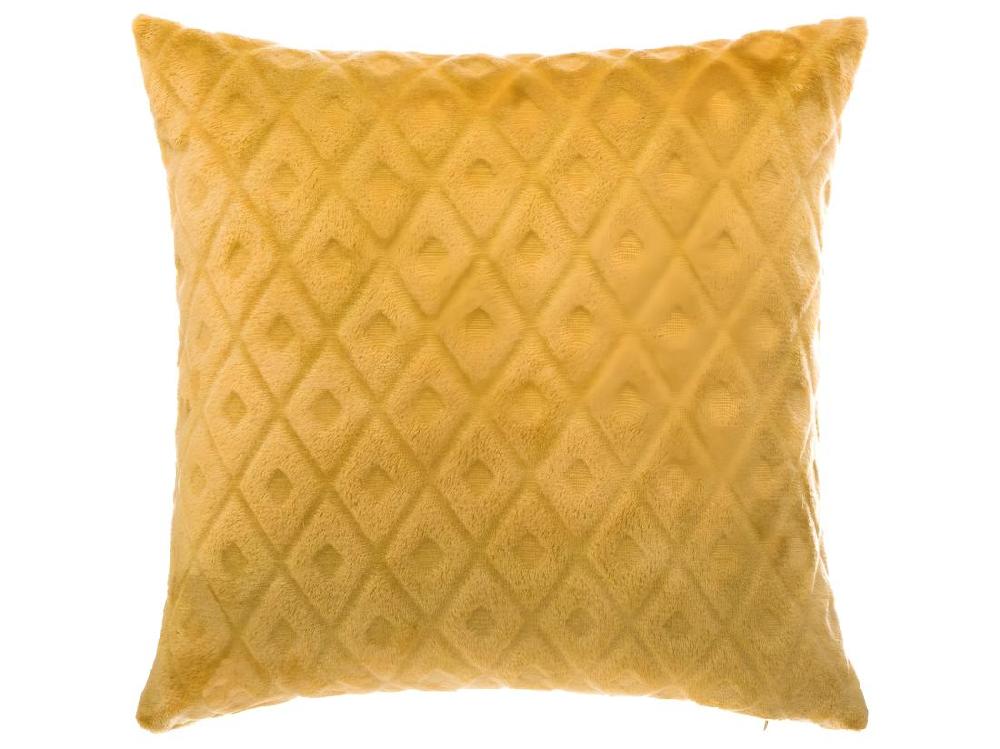 Vente Unique Coussin Déhoussable Ocre Motif En Relief 40 X 40 Cm