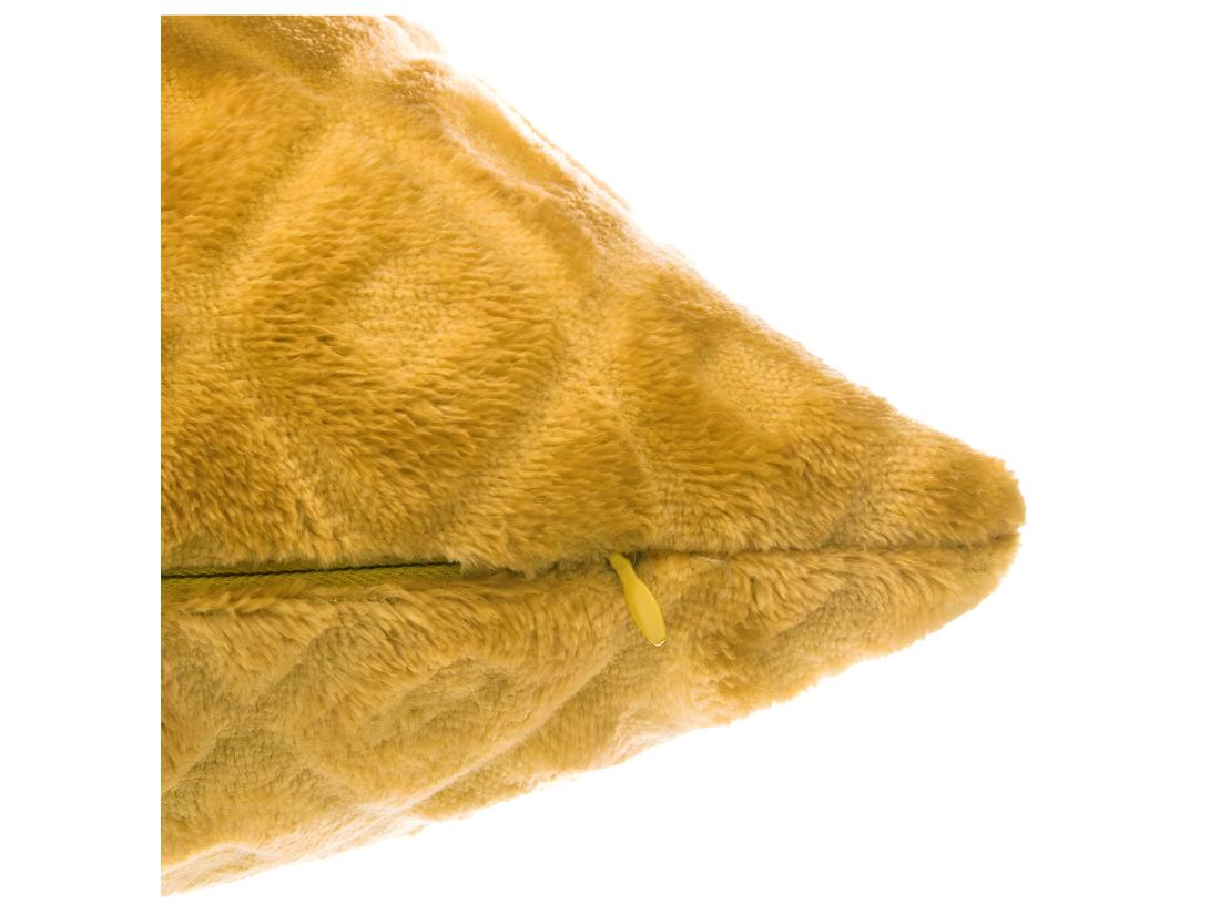 Vente Unique Coussin Déhoussable Ocre Motif En Relief 40 X 40 Cm
