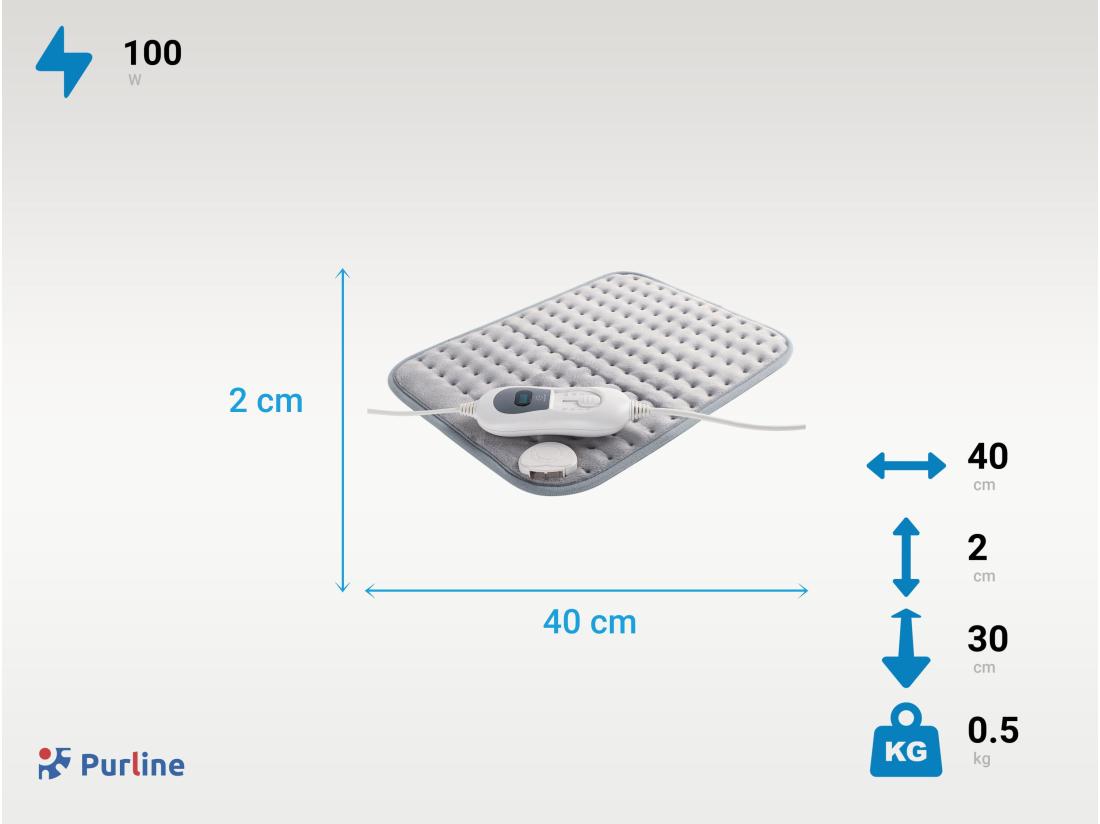 Vente Unique Coussin électrique Chauffant Pour Corps 100W Laine Gris