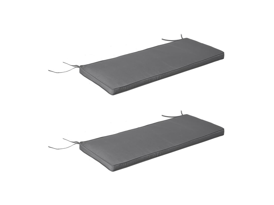 Vente Unique Coussins De Banc De Jardin Déhoussables - Coussins Balancelle - Lot De 2 - Dim. 120L X 50l Cm - Rembourrage 5 Cm - Cordons D'attache - Polyester Gris
