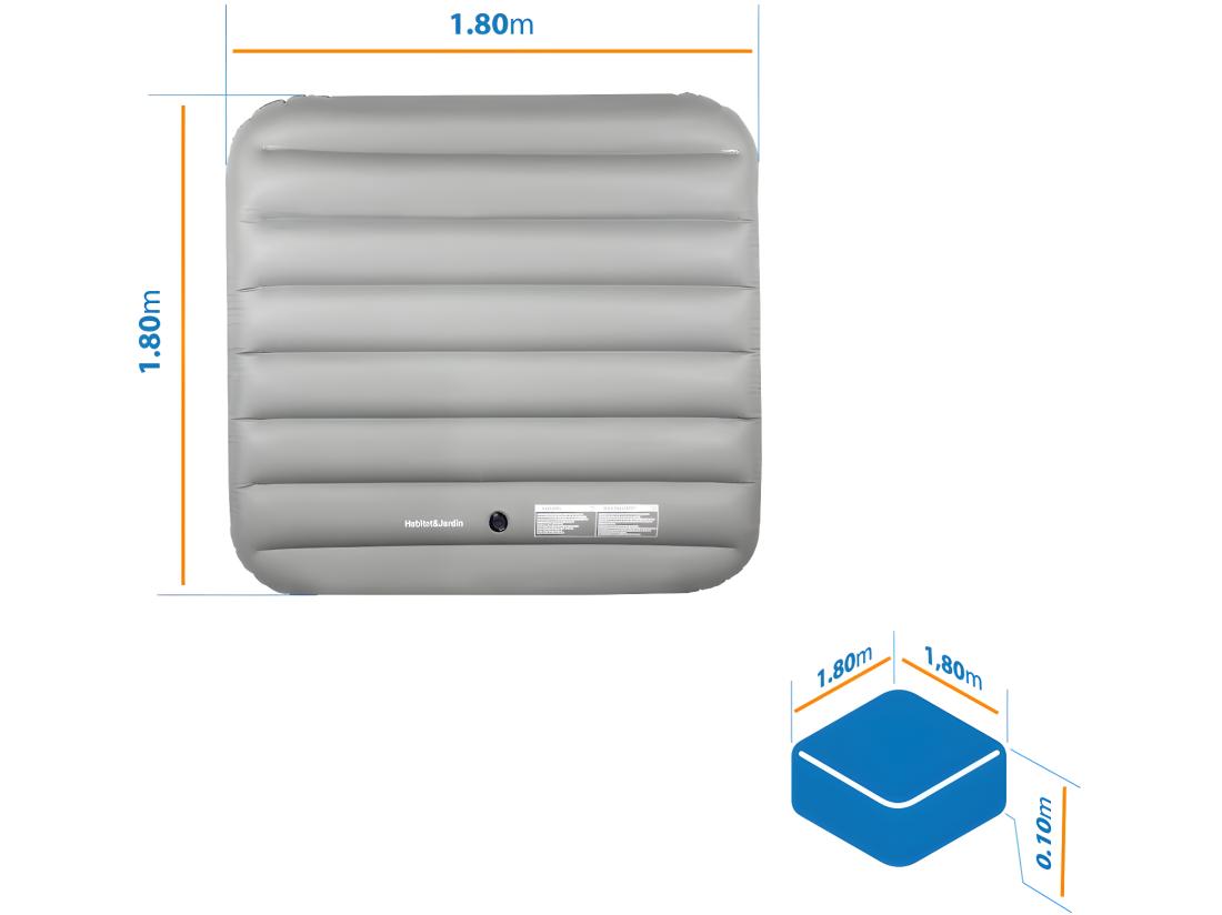 Vente Unique Couverture Gonflable Pour - 134 X 134 Cm - Grise