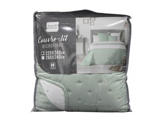 Vente Unique Couvre-Lit 2 Personnes "Mellow" 220x240cm Menthe & Blanc
