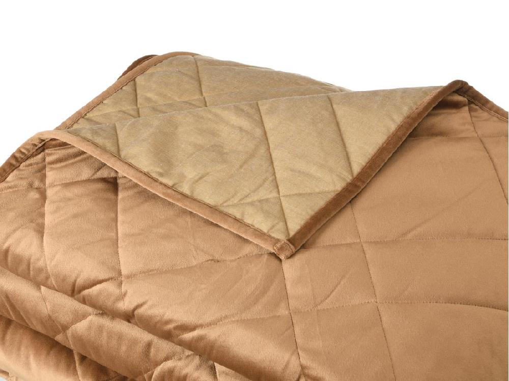 Vente Unique Couvre Lit En Velours Matelassé - 220 X 225 Cm - Camel - PRILIO