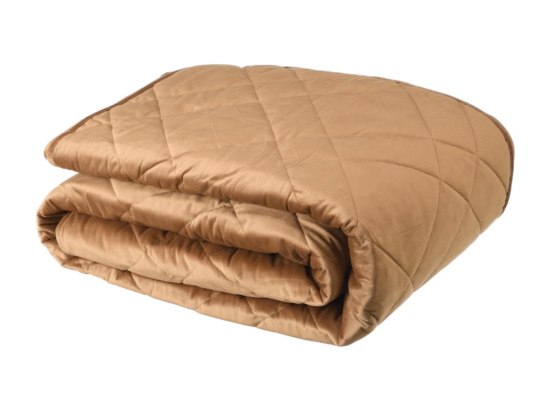 vente unique Couvre lit en velours matelassé - 220 x 225 cm - Camel - PRILIO