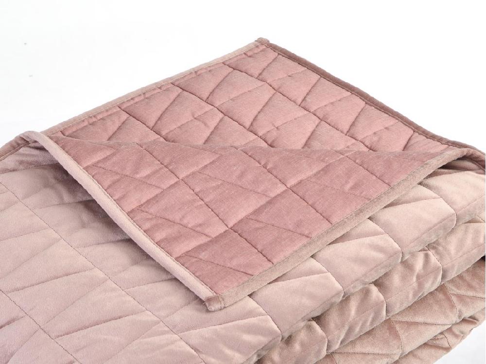 Vente Unique Couvre Lit En Velours Matelassé - 225 X 220 Cm - Rose Poudré - IDELLA