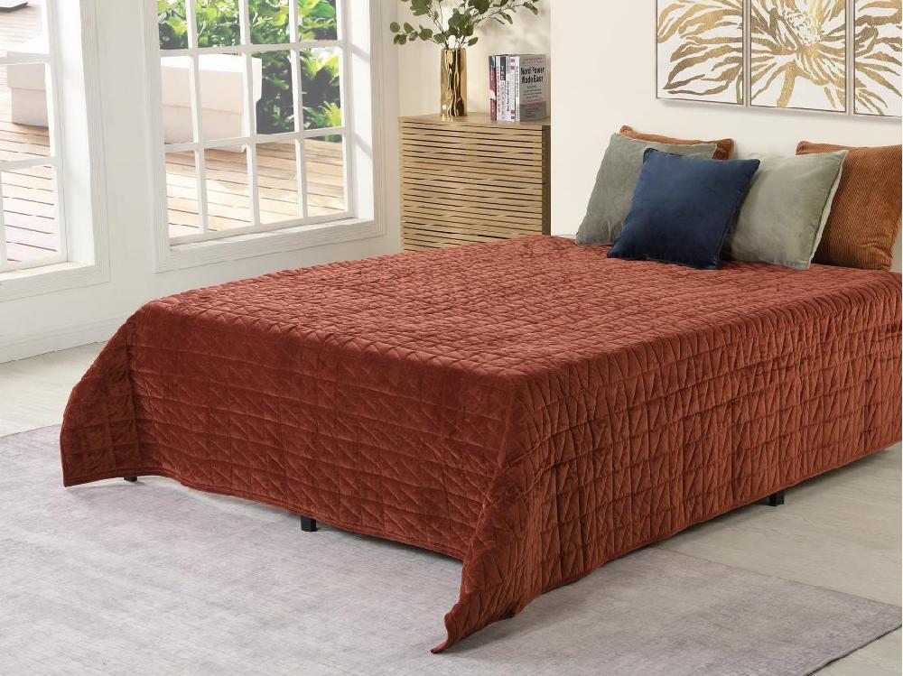 vente unique Couvre lit en velours matelassé - 225 x 220 cm - Terracotta - IDELLA
