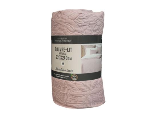 vente unique Couvre-Lit Matelassé "Florette" 220x240cm Rose