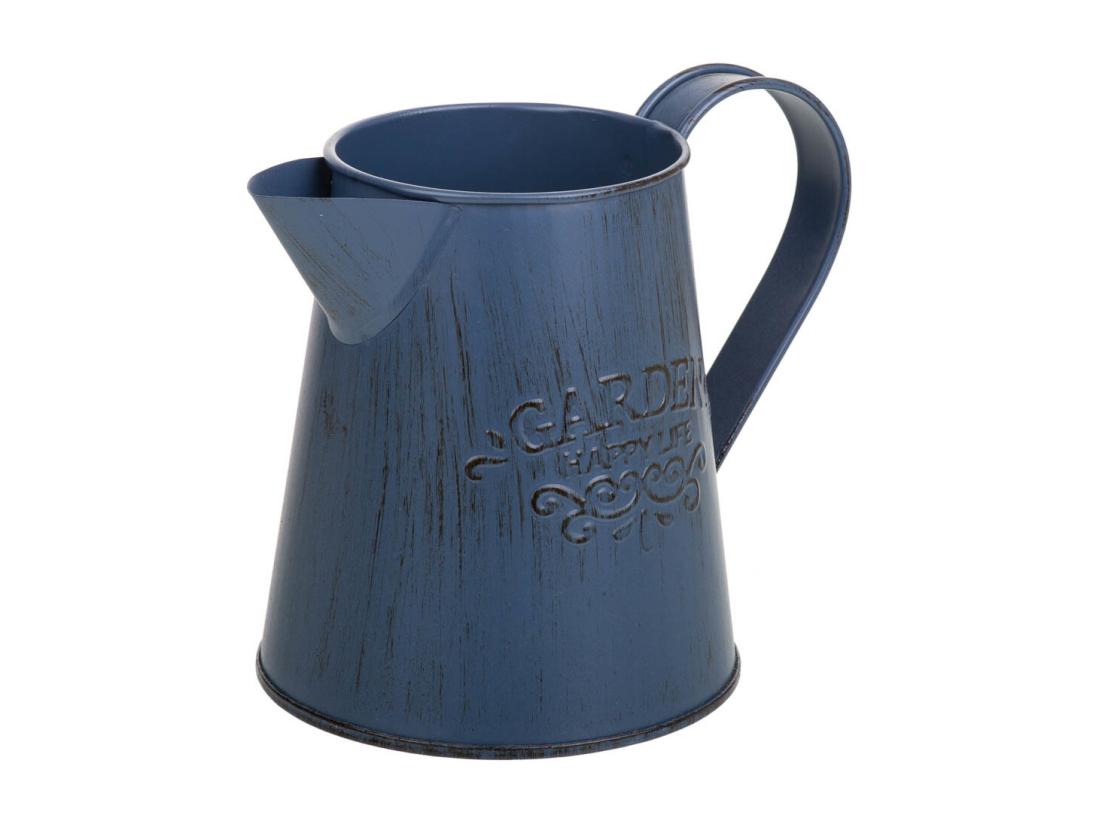 Vente Unique Cruche En Métal Bleu 14xd10x11.5/12.5h Td:7.5