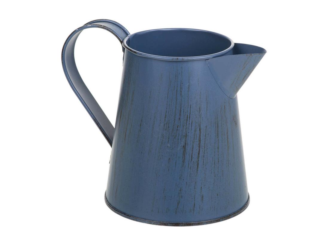 Vente Unique Cruche En Métal Bleu 14xd10x11.5/12.5h Td:7.5