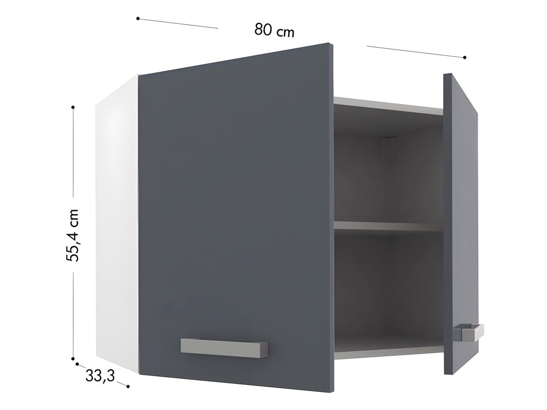 Vente Unique Cuisine Complète - Avec Plan De Travail 180 Cm - Gris Brillant Et Blanc - TRATTORIA