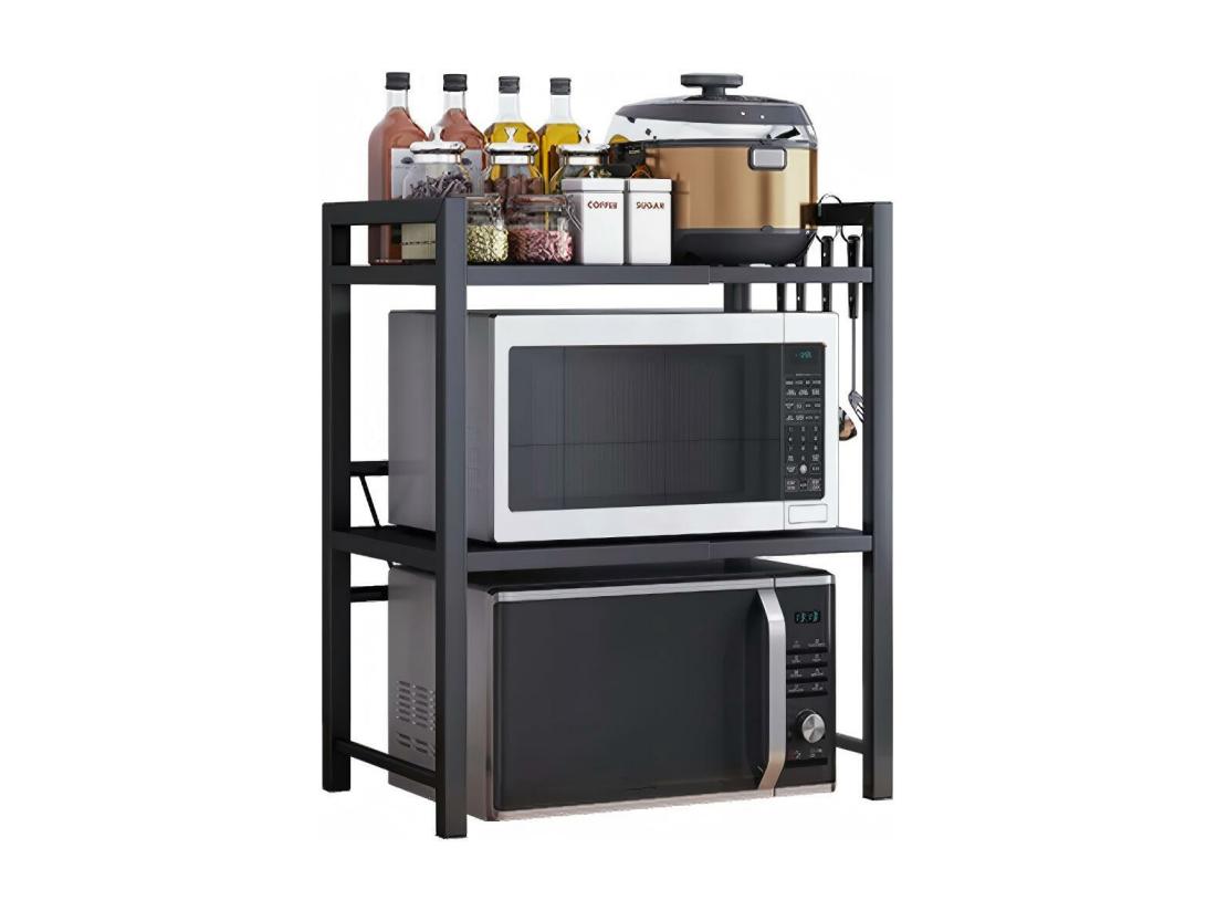 Vente Unique Cuisine étagère De Rangement Avec Support Four Micro-ondes Et 6 Crochets 40/64x36x79cm