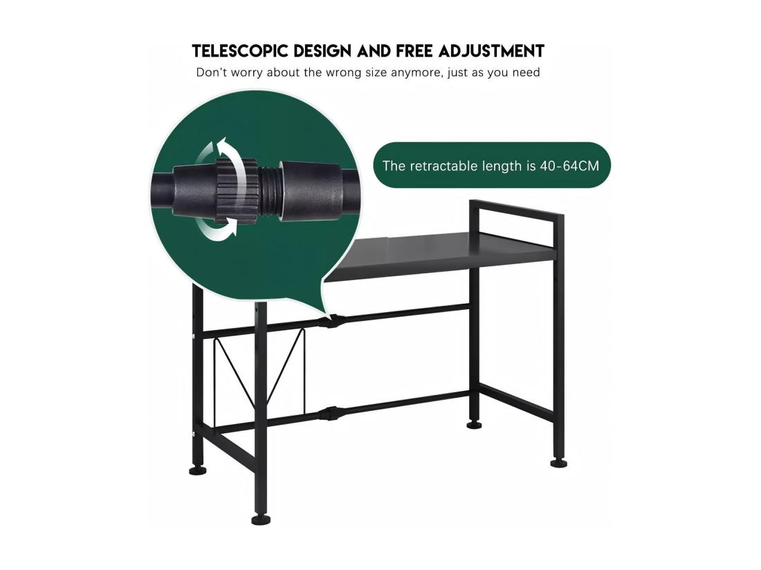 vente unique Cuisine étagère de rangement avec support four micro-ondes et 6 crochets 40/64x36x79cm