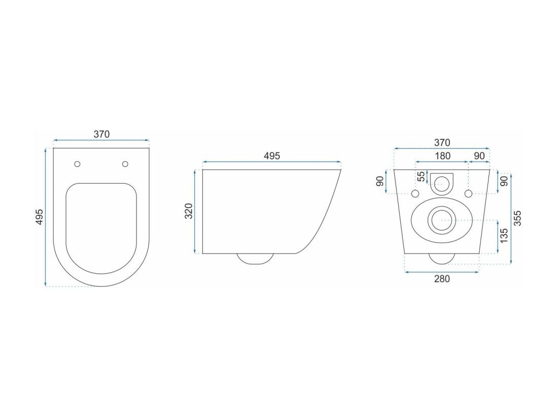 Vente Unique Cuvette Wc Suspendue Rea Carlo Mini Rimless Duroplast/Flat/Zm White