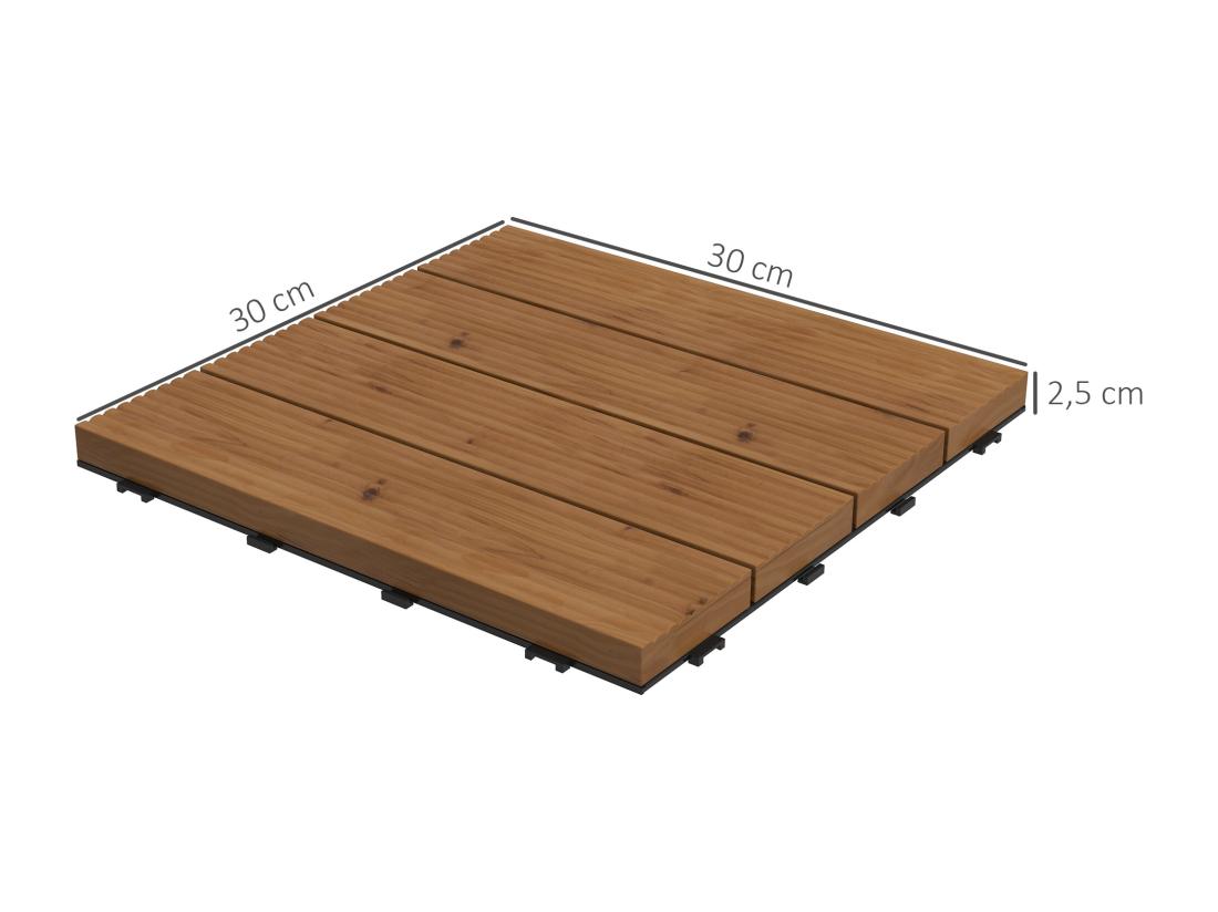 Vente Unique Dalles Terrasse - Caillebotis - Lot De 12 Pcs Max. 1 08 M²- Clipsables Installation Très Simple - Lamelles Bois Sapin Pré-huilé