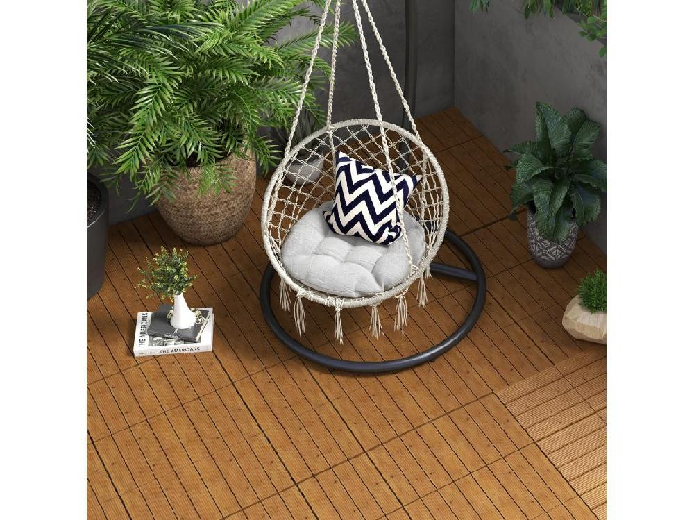 Vente Unique Dalles Terrasse - Caillebotis - Lot De 12 Pcs Max. 1 08 M²- Clipsables Installation Très Simple - Lamelles Bois Sapin Pré-huilé