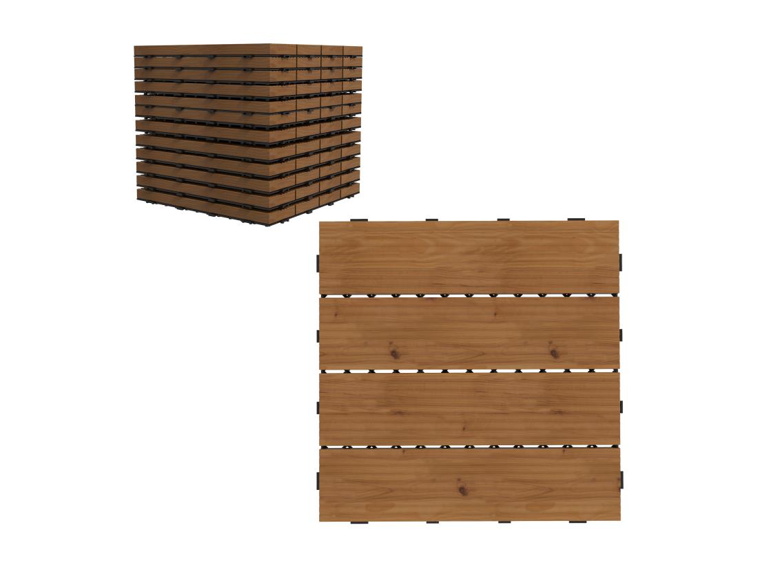 vente unique Dalles terrasse - caillebotis - lot de 12 pcs max. 1 08 m²- clipsables installation très simple - lamelles bois sapin pré-huilé