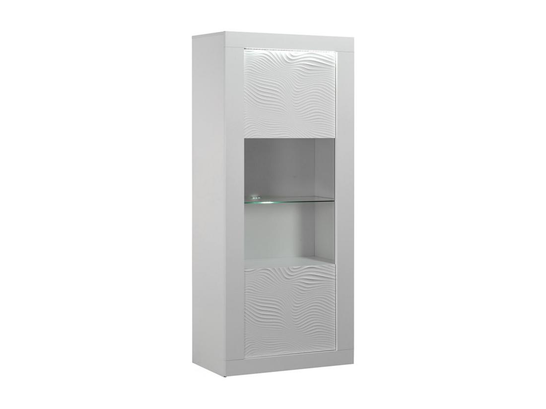Vente Unique DAYTON WHITE - Vitrine 1 Porte Réversible Laquée Blanche Et Leds