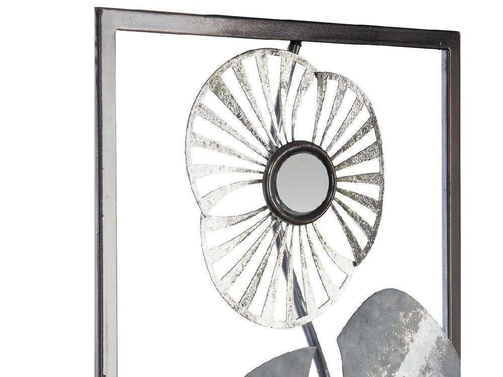 Vente Unique Décoration Murale En Métal Fleurs Argentées 25 X 61 Cm