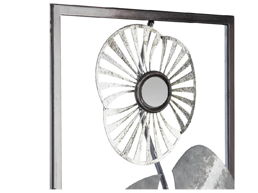 Vente Unique Décoration Murale En Métal Fleurs Argentées 25 X 61 Cm