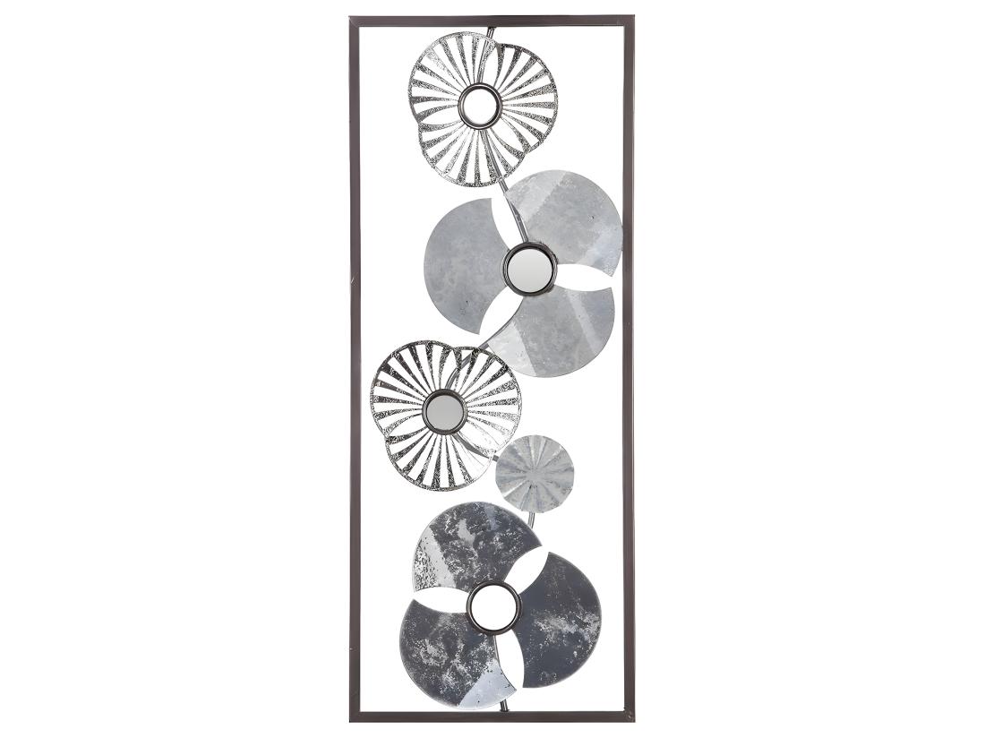 vente unique Décoration murale en métal Fleurs argentées 25 x 61 cm