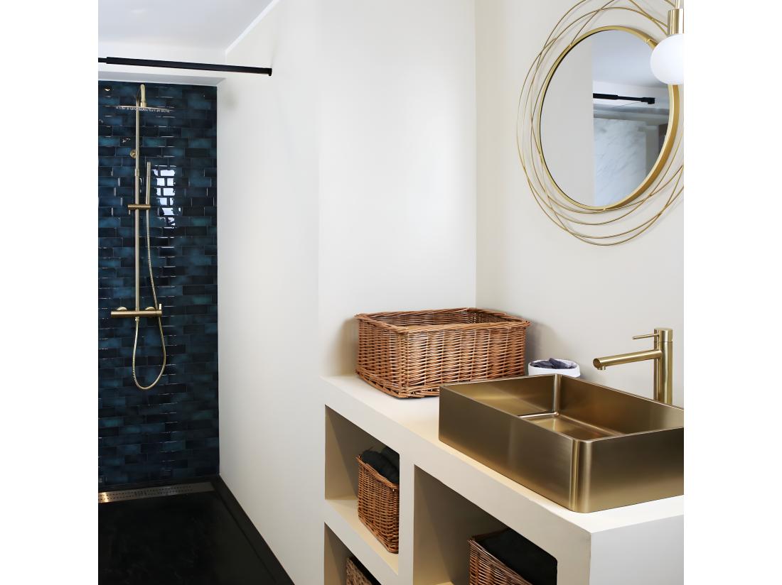Vente Unique Delice II Colonne De Douche Mécanique Or Brossé 300 - Essebagno