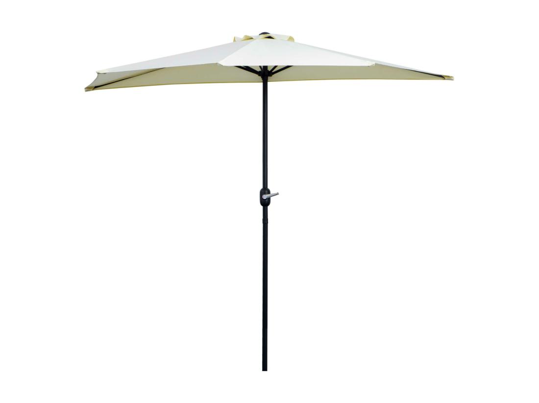 Vente Unique Demi Parasol - Parasol De Balcon - Ouverture Fermeture Manivelle - Acier Polyester Haute Densité Crème