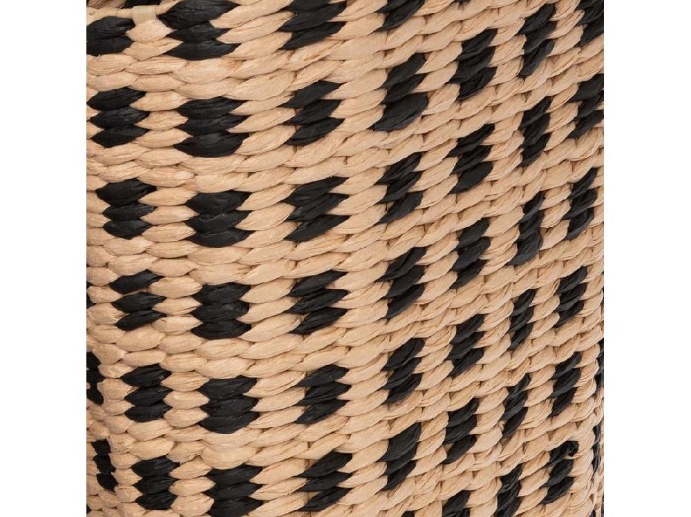 Vente Unique Dérouleur Papier WC Avec Réserve Papier Ou Magazine Tressé Naturel Et Noir