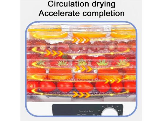 Vente Unique Déshydrateur à Aliments 5 Plateaux 30-70°C Séchoir Alimentaire 350 W Pour Sécher Toutes Sortes De Légumes Fruits - 32x32x26.5 Cm