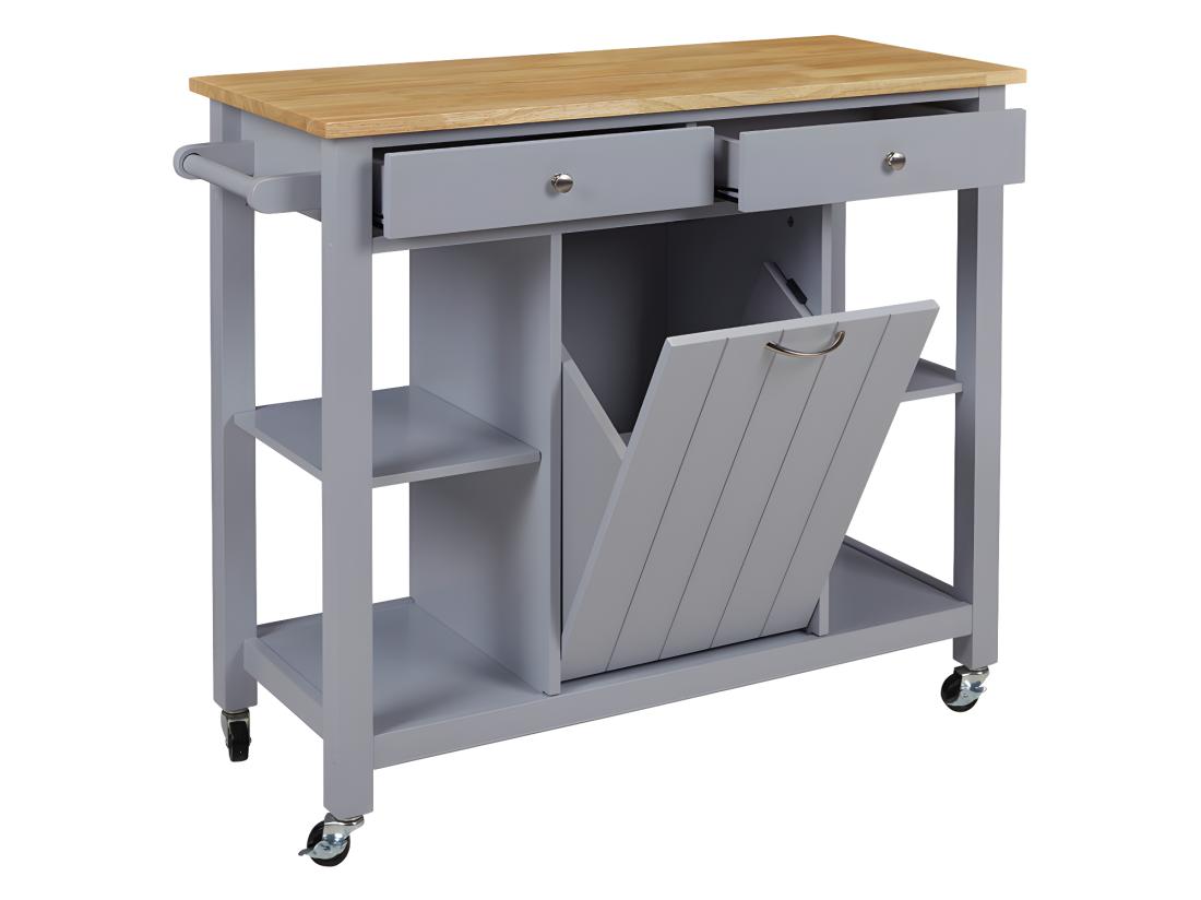 Vente Unique Desserte De Cuisine à Roulettes HALEY - 1 Porte & 2 Tiroirs - Hévéa